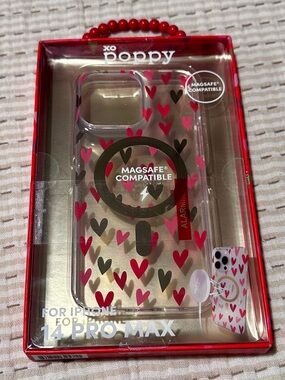 MagSafe Compatible Clear Case for iPhone 14 Pro Max - Red & Pink Heart Design